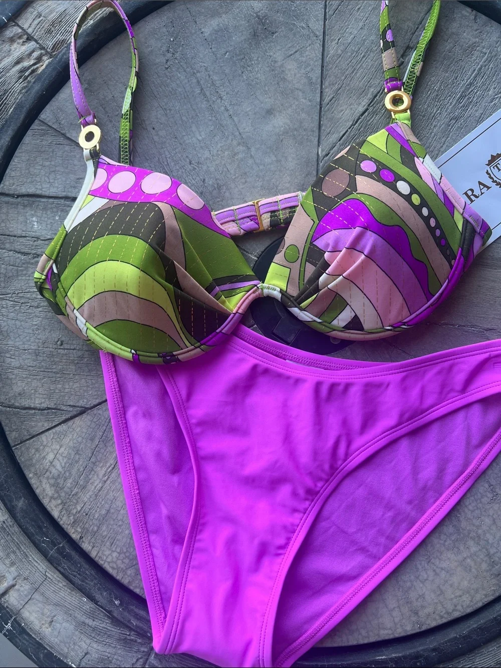 Women’s Two-Piece Bikini Set — Purple & Multicolor Print.  B11
